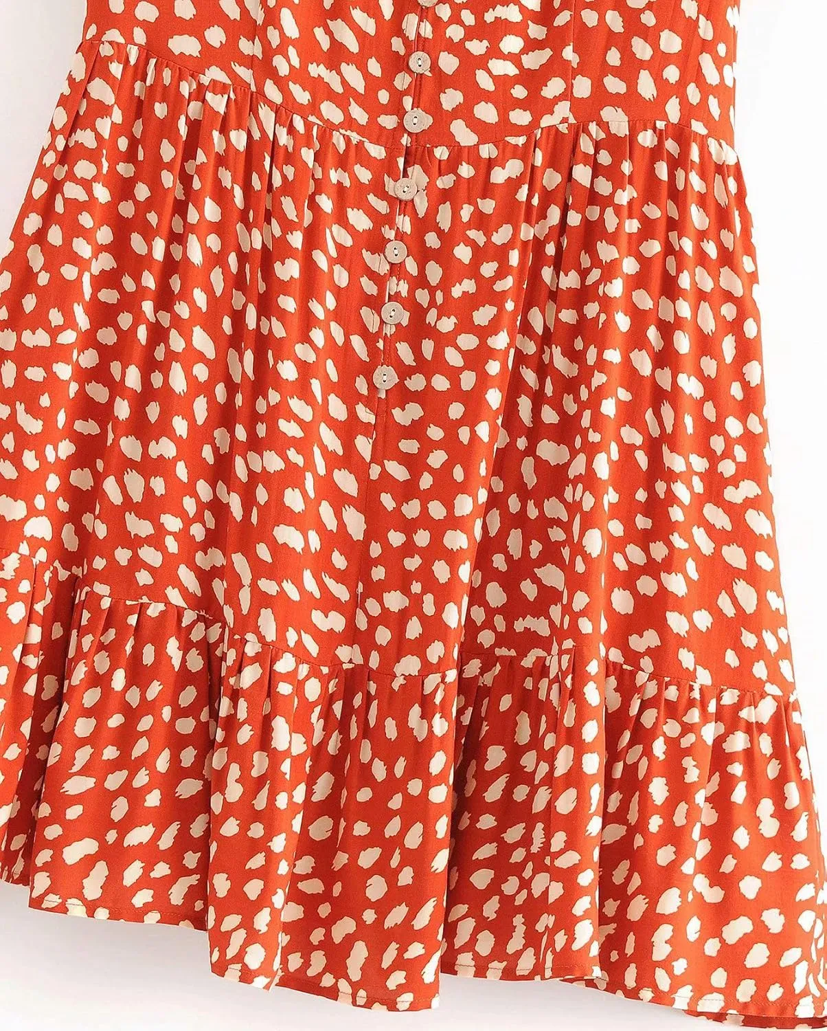 R.Vivimos Women's Short Sleeve Floral Print V Neck Cotton Tunic Dress