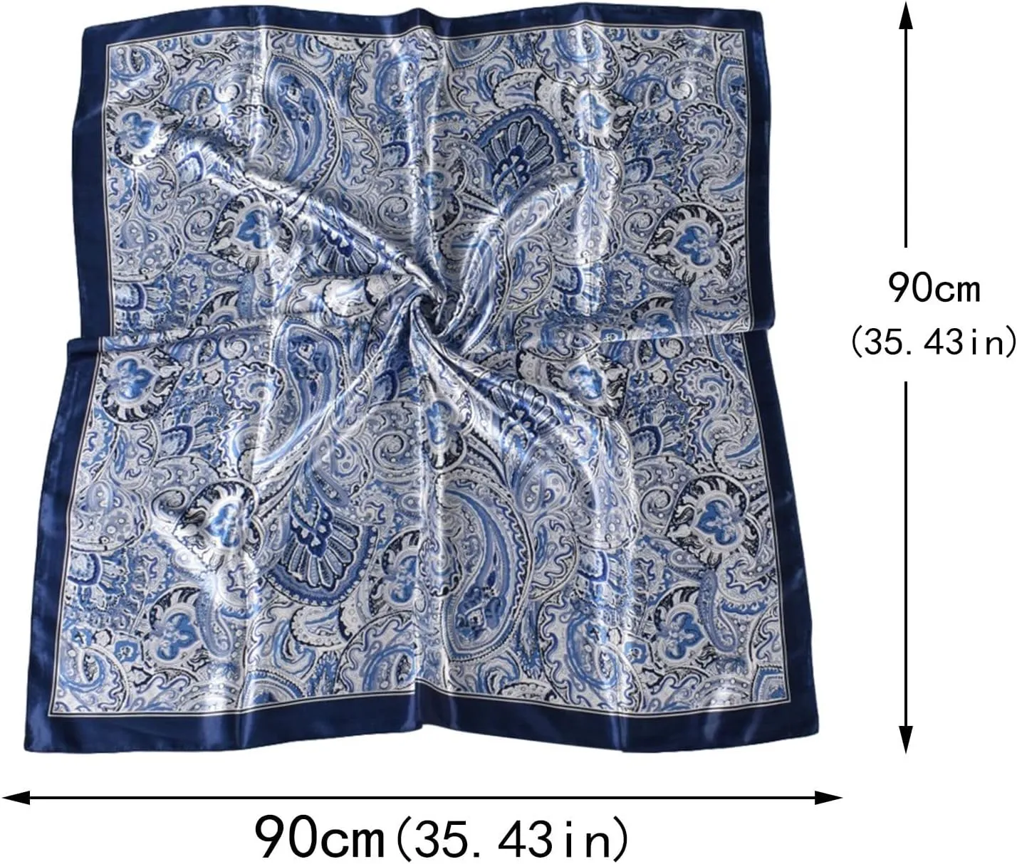 Satin Cashew Flower Prints Square Scarf Giant Silk Scarf