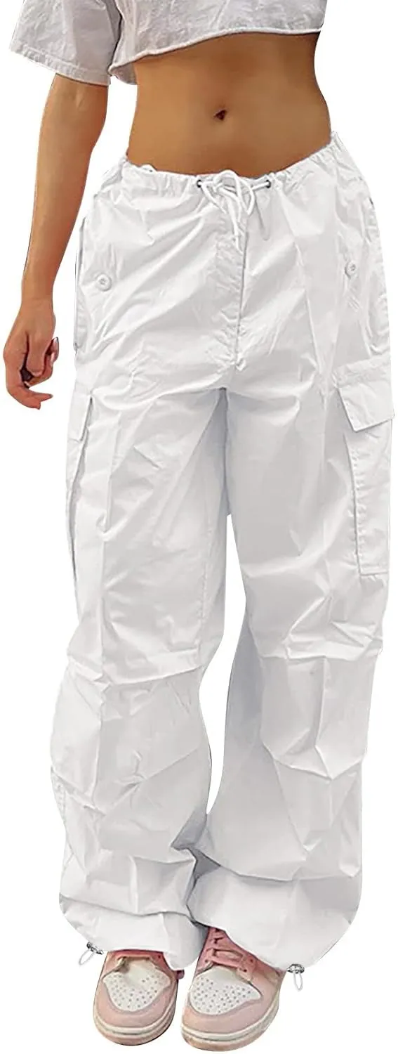 sdbrld Cargo Pants Women High Waist Plus Size Multiple Pocket Relaxed Fit Straight Wide Leg Y2K Pants Trousers Fashion Jeans