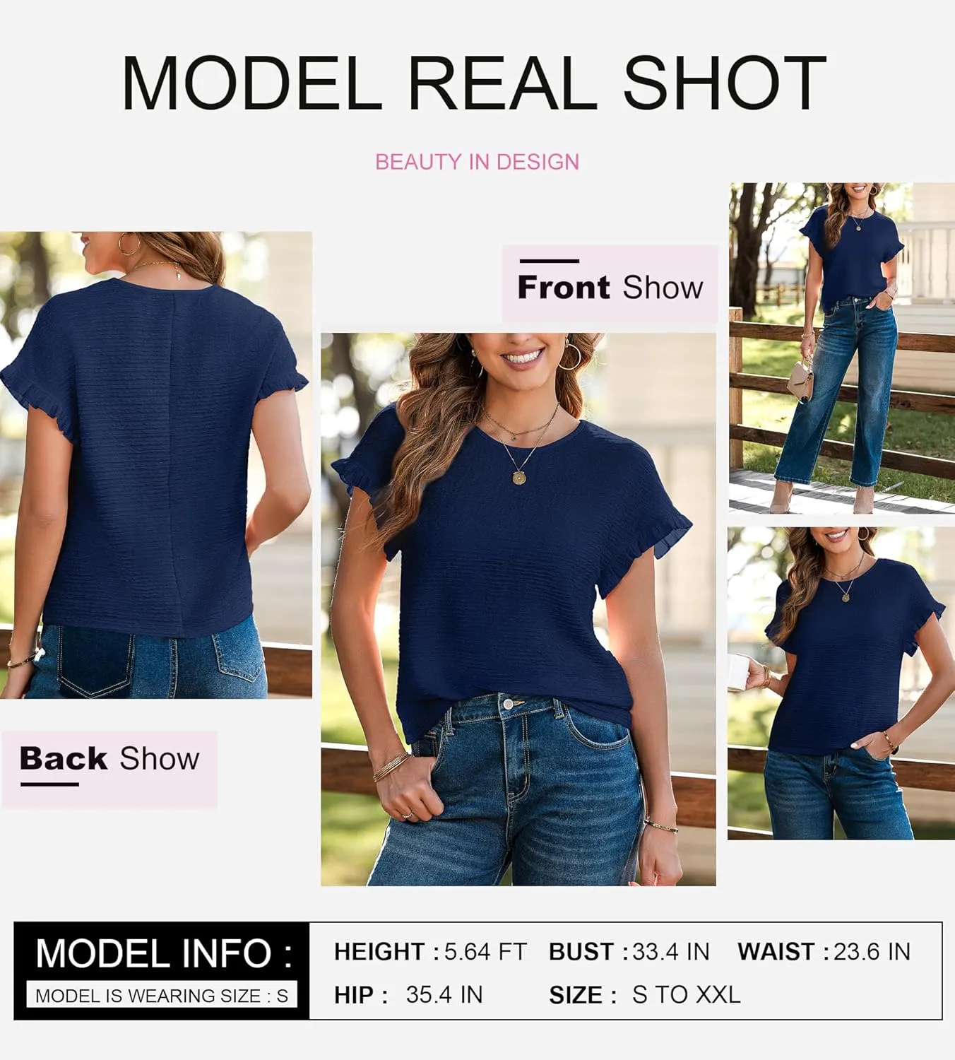 SHEWIN Womens Summer Tops Crewneck Short Sleeve T Shirts Casual Textured Work Shirt Loose Blouses