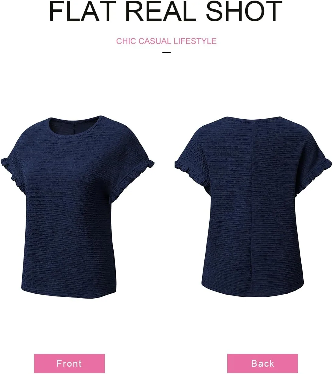 SHEWIN Womens Summer Tops Crewneck Short Sleeve T Shirts Casual Textured Work Shirt Loose Blouses