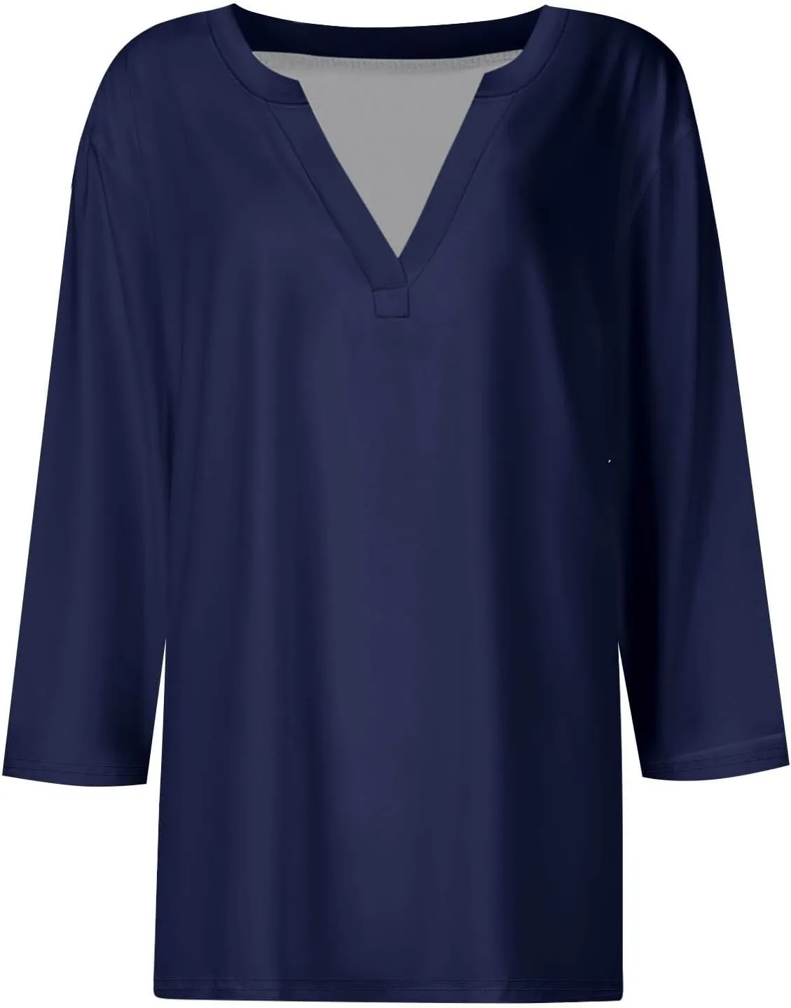 Shirts for Women Trendy 3/4 Length Sleeve V Neck Tops Fall Loose Casual Printed Vacation Blouses Dressy Basic Tees