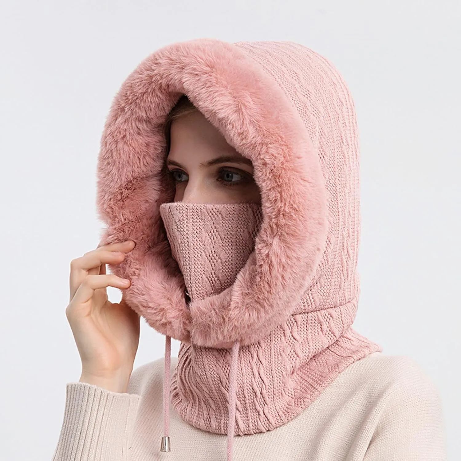 Ski Hat for Men Women, Winter Soft Warm Ski Cap Windproof, Full Head Cover Scarf Neck for Cold Weather
