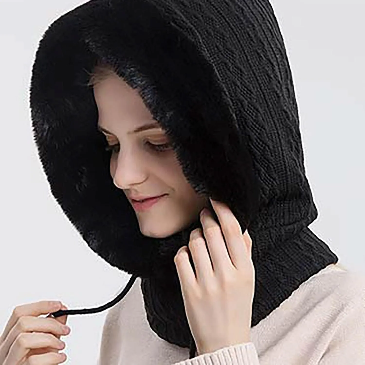 Ski Hat for Men Women, Winter Soft Warm Ski Cap Windproof, Full Head Cover Scarf Neck for Cold Weather