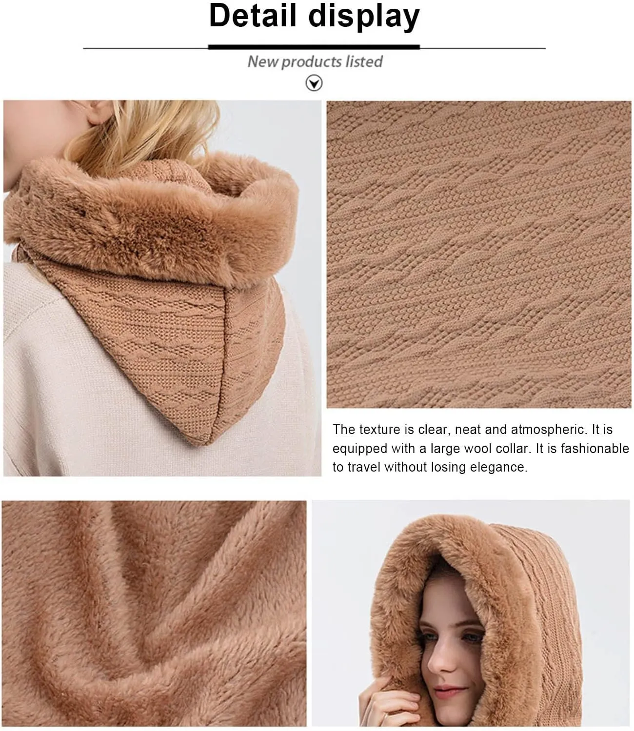Ski Hat for Men Women, Winter Soft Warm Ski Cap Windproof, Full Head Cover Scarf Neck for Cold Weather