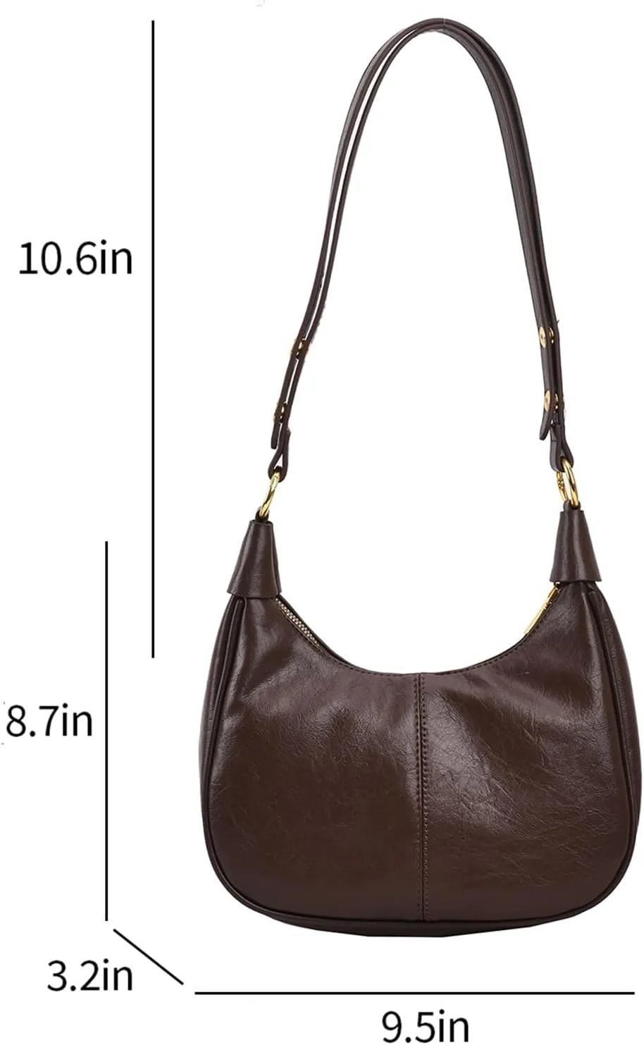 Small Hobo Bags for Women Leather Shoulder Bag Retro Crescent Crossbody Bags Trendy Purses Zipper