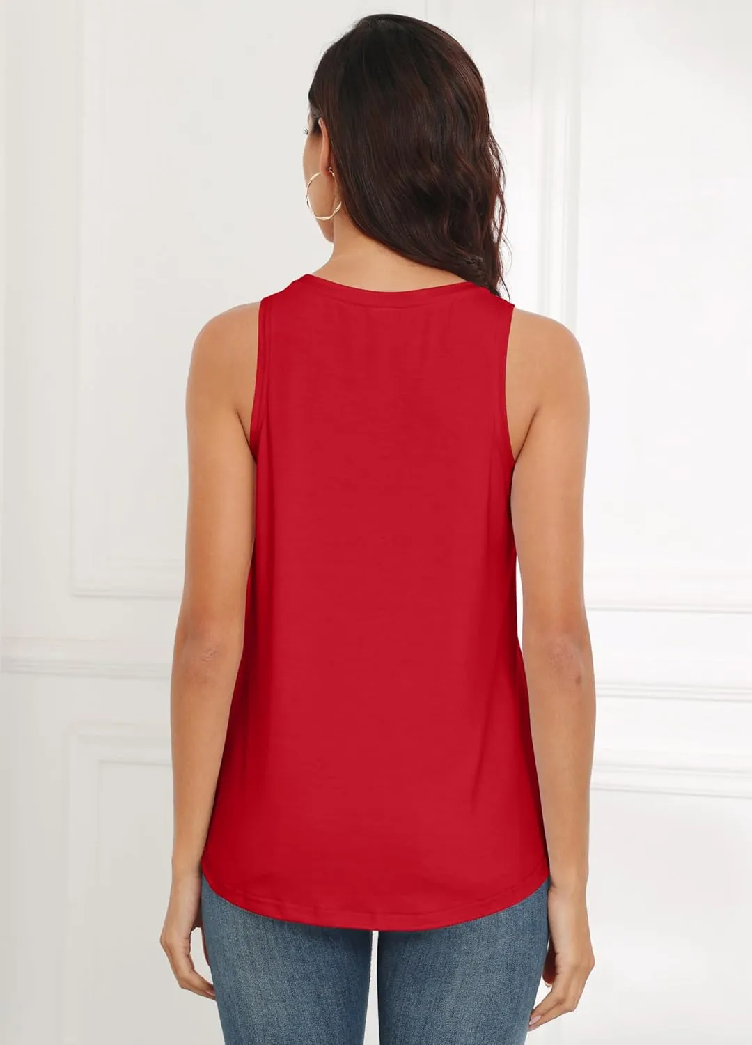 Smile Fish Women Crewneck Flowy Loose Fit Tank Top Sleeveless Summer Tops Shirts
