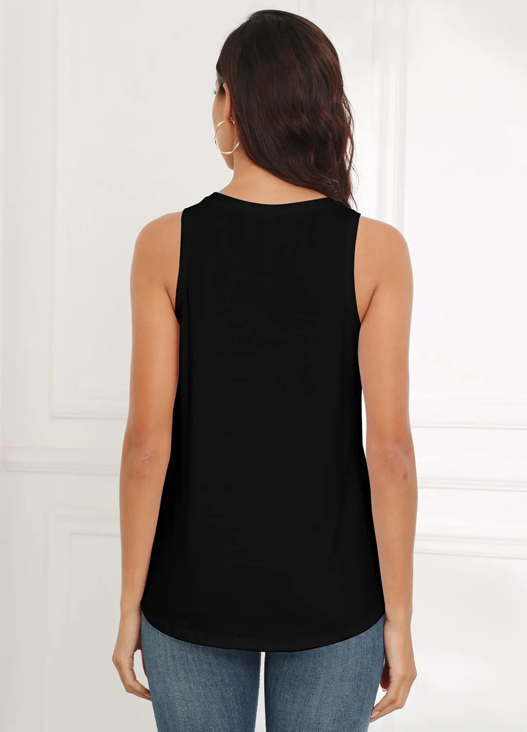 Smile Fish Women Crewneck Flowy Loose Fit Tank Top Sleeveless Summer Tops Shirts