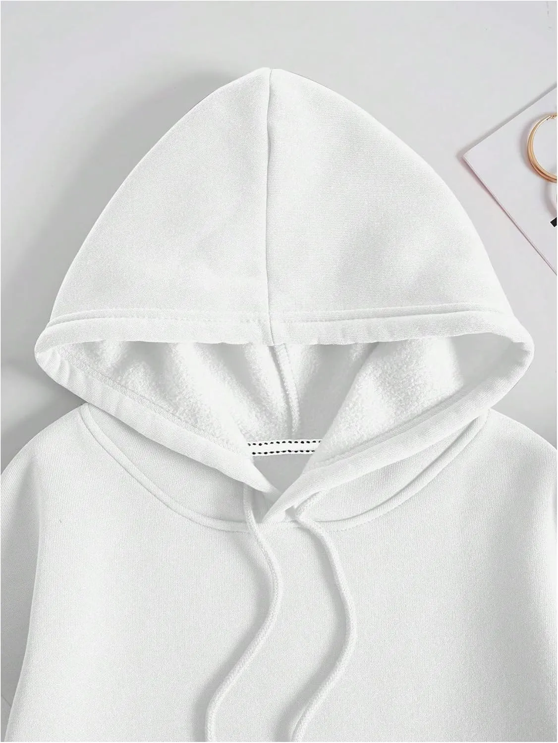 SOLY HUX Hoodies for Women Drawstring Long Sleeve Drop Shoulder Pullover Sweatshirt with Pocket