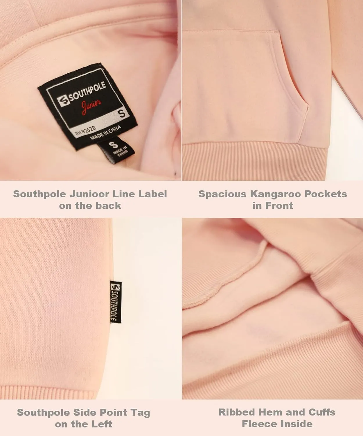 Southpole Women??s Casual Fleece Pullover Hooded Sweatshirts, Jounior Hoodie with Kangaroo Pocket