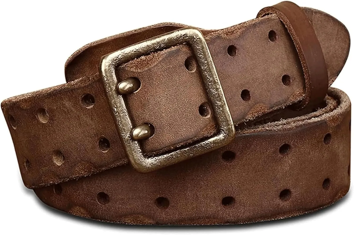 Sress Belts High-end Belts Double Prong Genuine Full Grain Leather Belts for Men Casual Belts Casual Belts