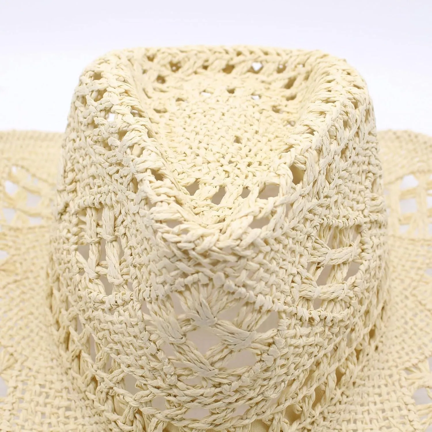 Straw Cowboy Hats for Women Men Beach Wide Brim Sun Visor Hat Hollow Out Foldable Beach Sunhat Sun Protection Uv 50 