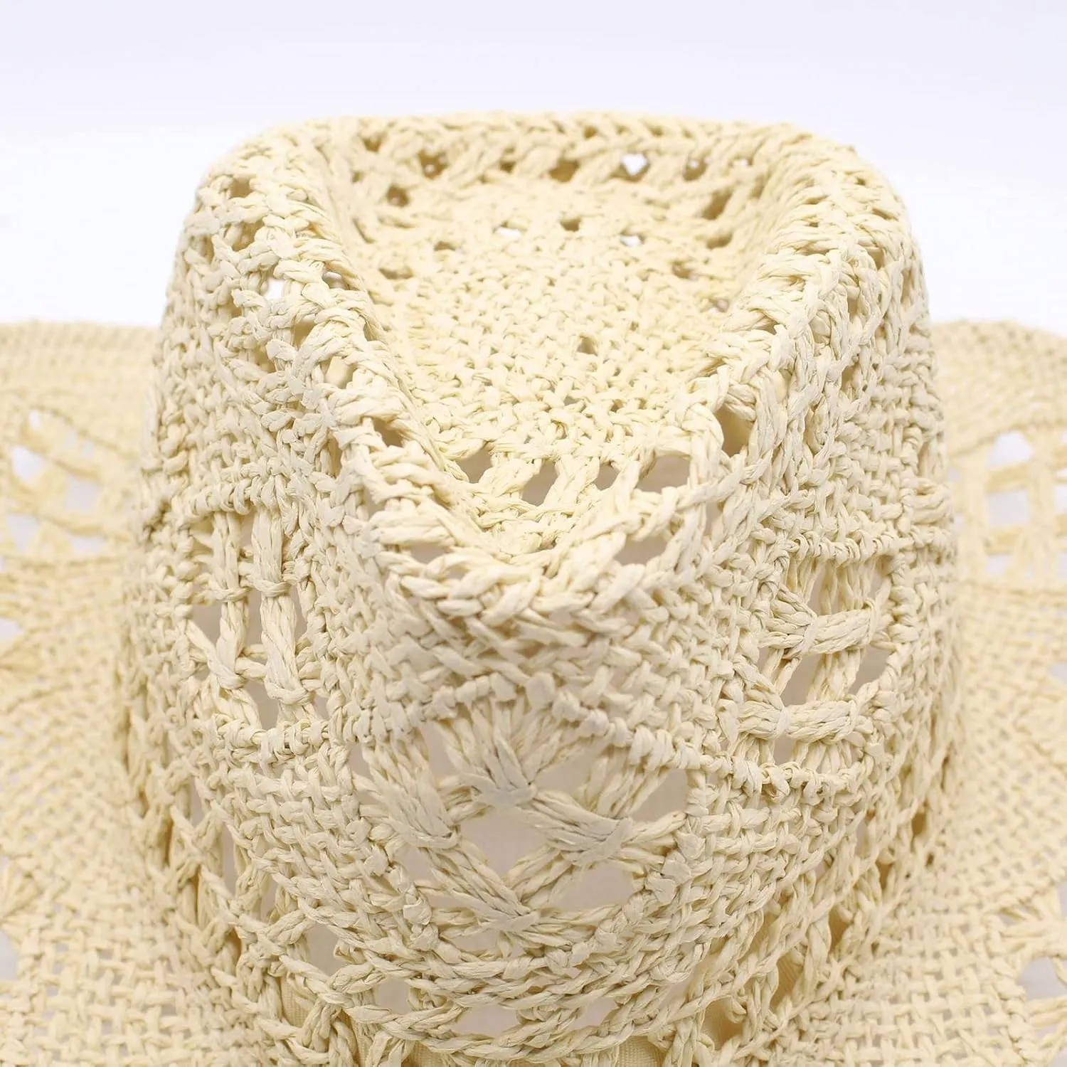 Straw Cowboy Hats for Women Men Beach Wide Brim Sun Visor Hat Hollow Out Foldable Beach Sunhat Sun Protection Uv 50 
