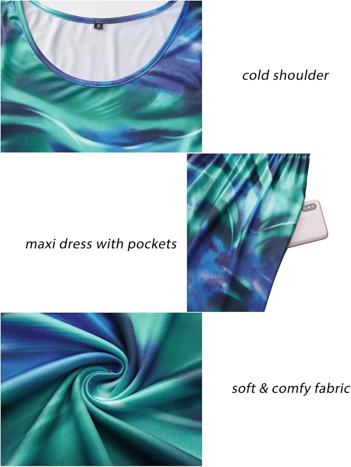 STYLEWORD Women's 2025 Summer Maxi Long Dresses Cold Shoulder Sundress with Pocket