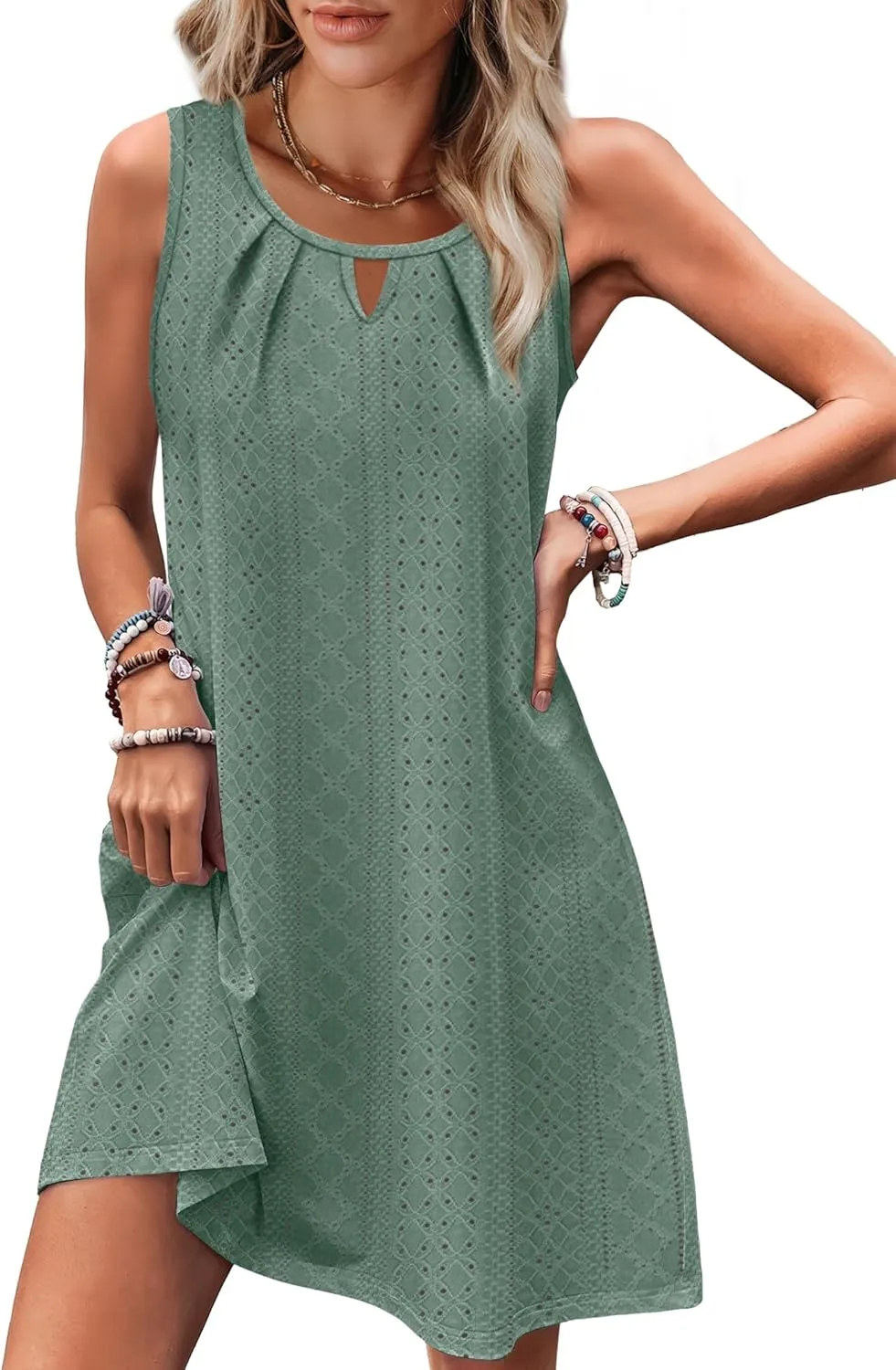 Summer Dresses for Women Sleeveless Beach Vacation Coverup with Pockets (S-2XL)