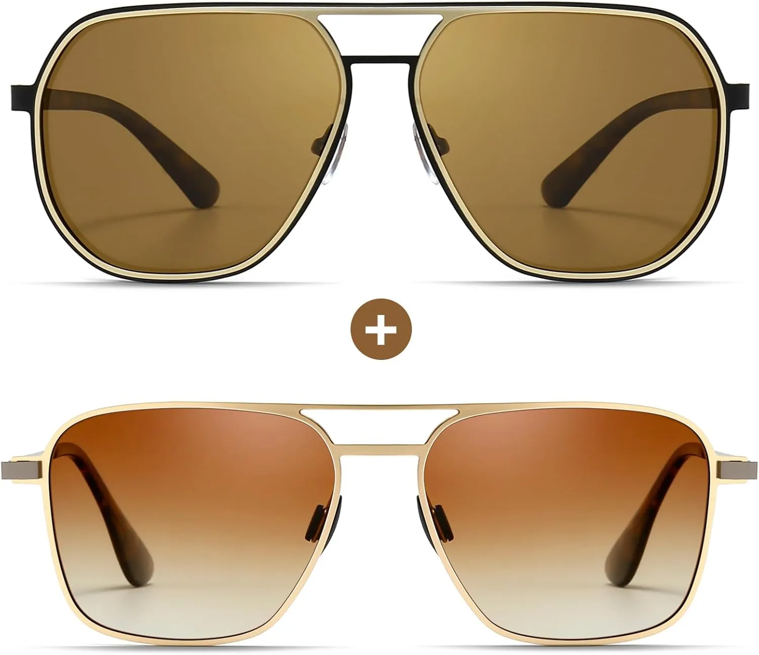 SUNGAIT Aviator Sunglasses for Men Polarized Square Sunglasses