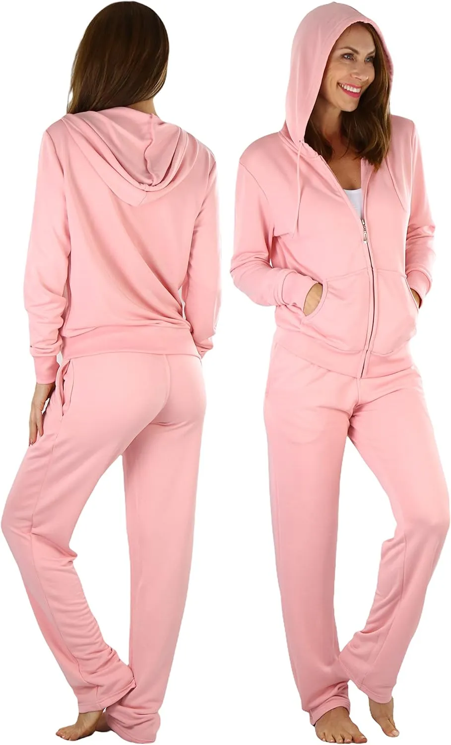 ToBeInStyle Women's French Terry Activewear Hooded Jacket & Pants