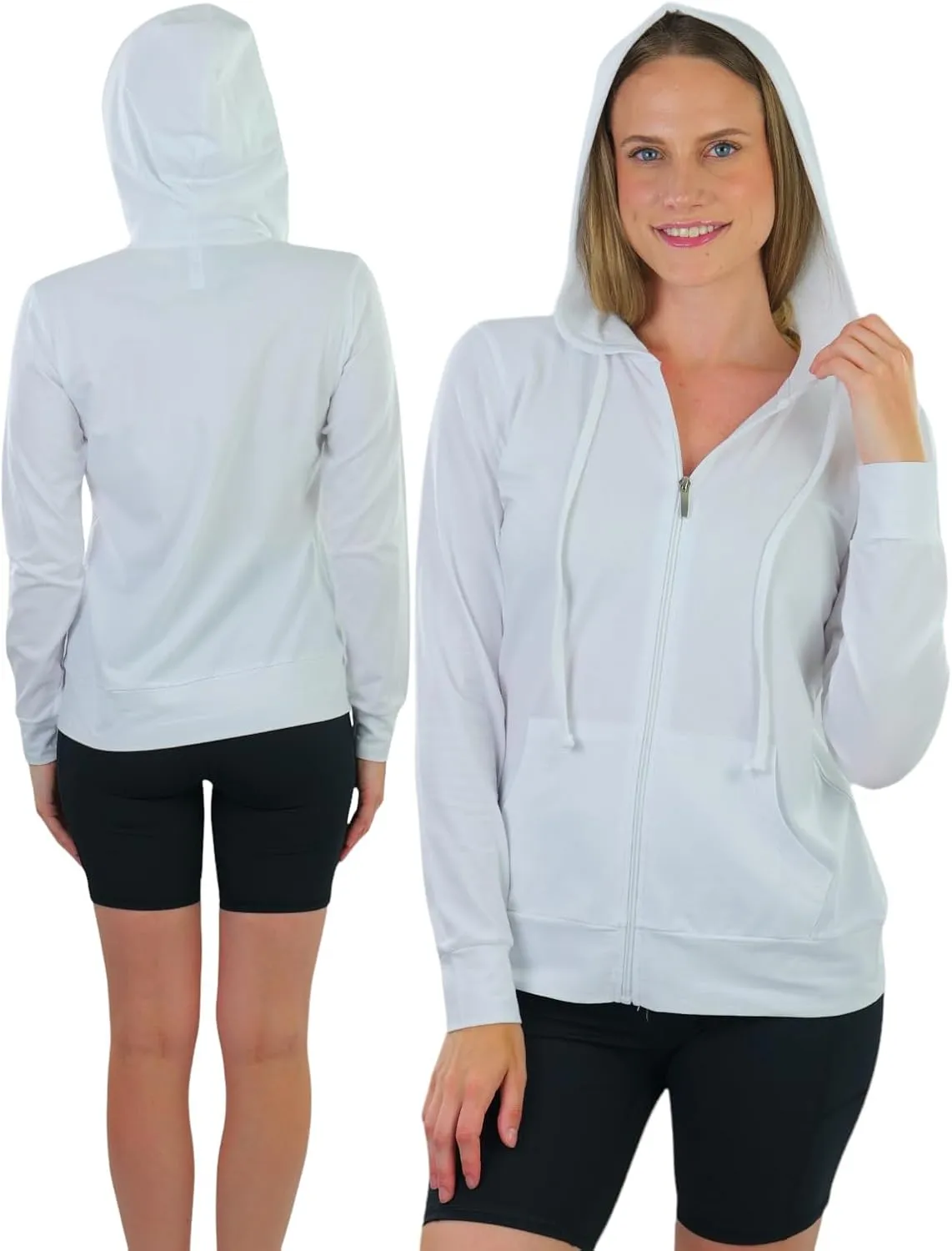 ToBeInStyle Women's Thin Fabric Long Sleeve Kangaroo Pocket Zip Up Hoodie