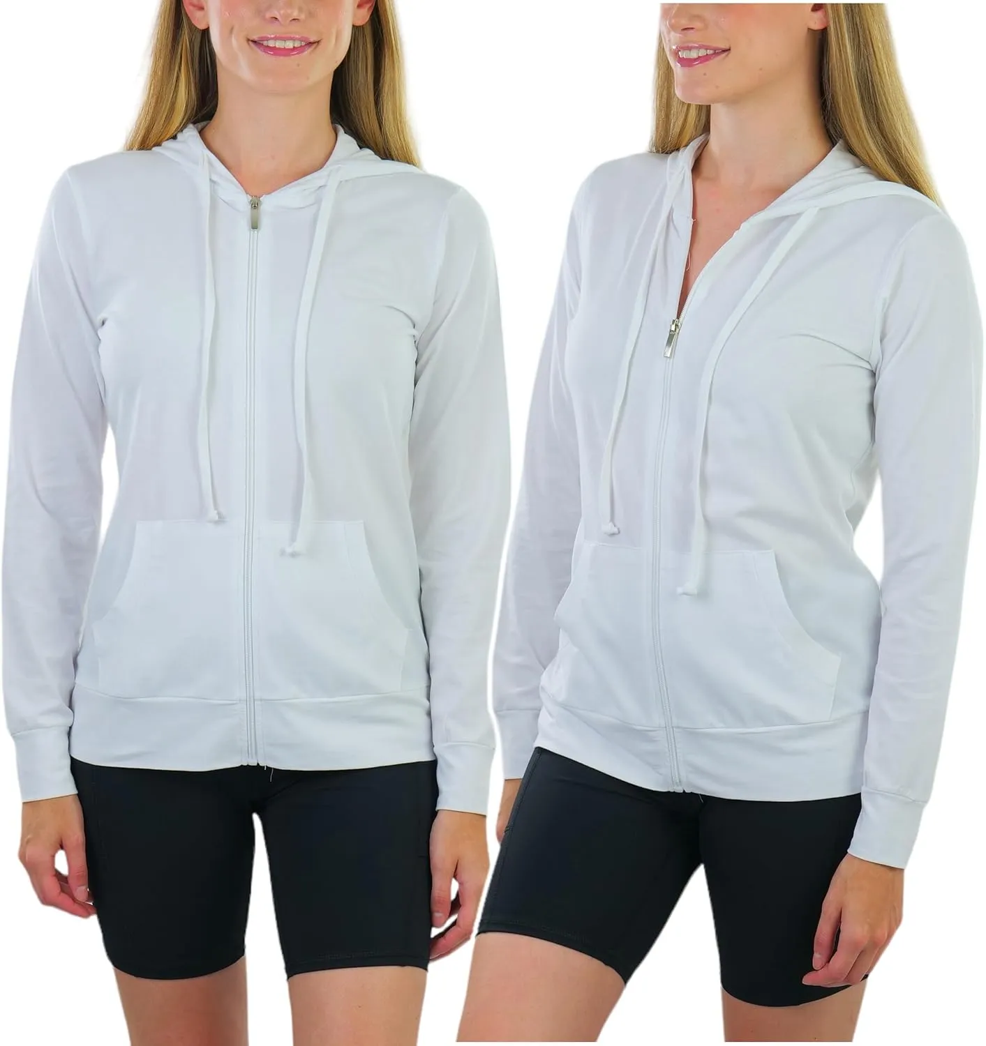 ToBeInStyle Women's Thin Fabric Long Sleeve Kangaroo Pocket Zip Up Hoodie