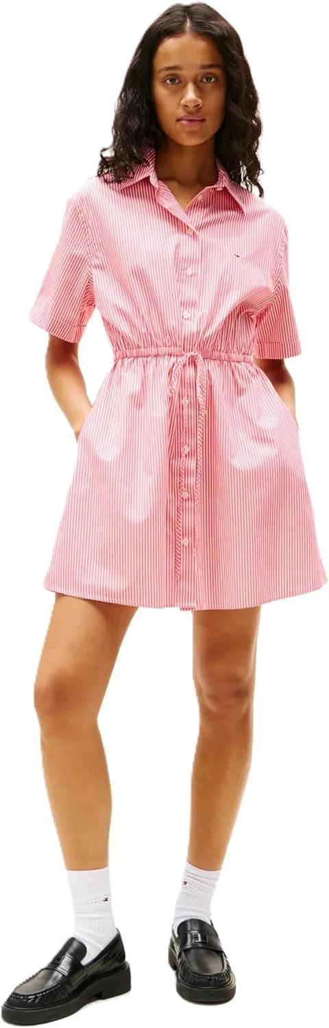Tommy Jeans Women's Casual Shirt Dress with Mini Stripe