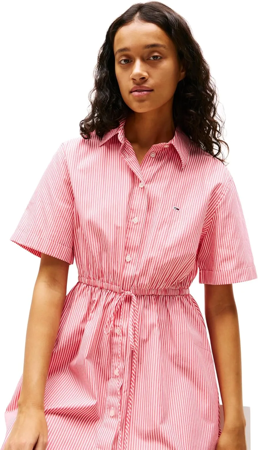 Tommy Jeans Women's Casual Shirt Dress with Mini Stripe