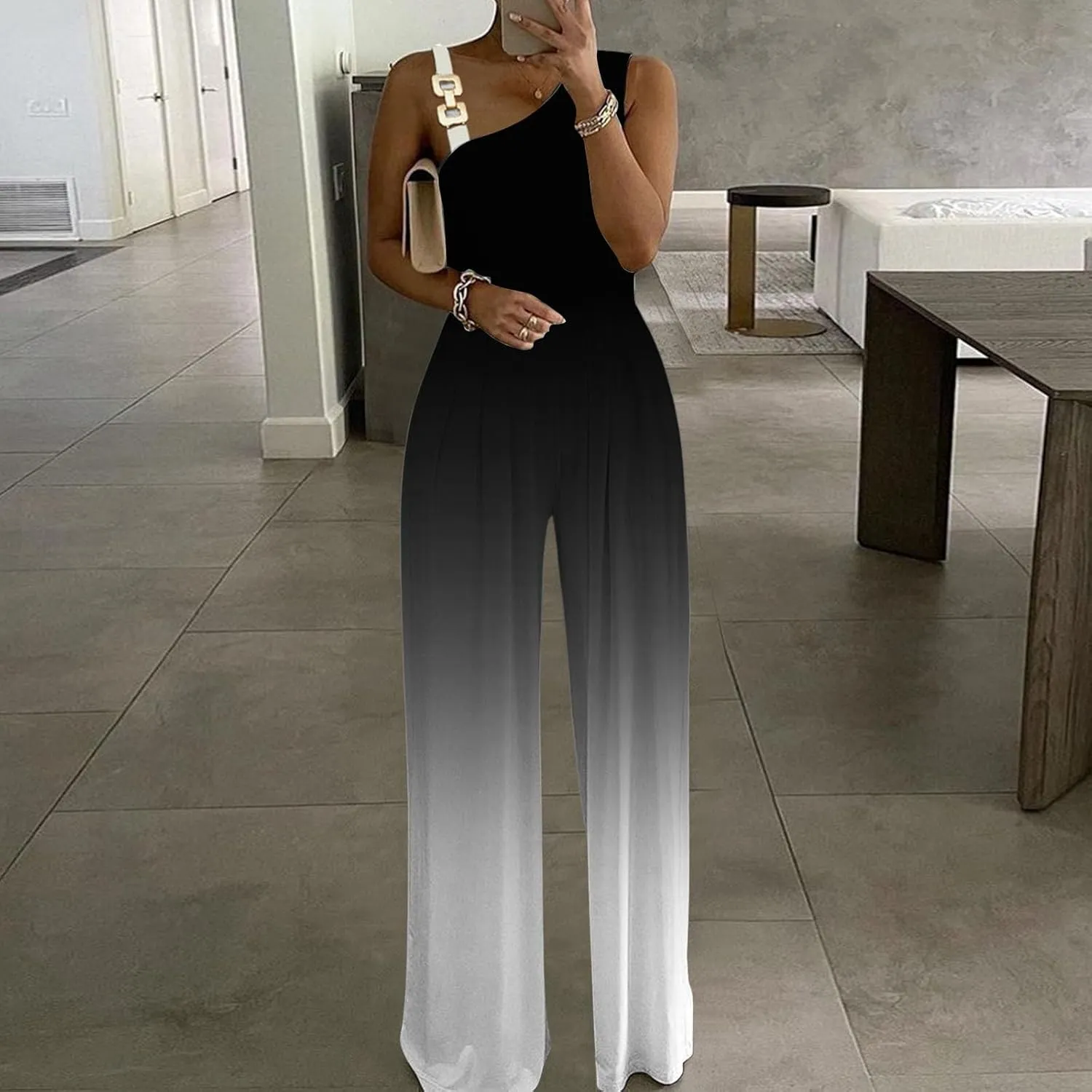 Wedding Guest Dressy Jumpsuit for Women Spaghetti Straps Evening Cocktail Party Formal Elegant Wide Leg Rompers