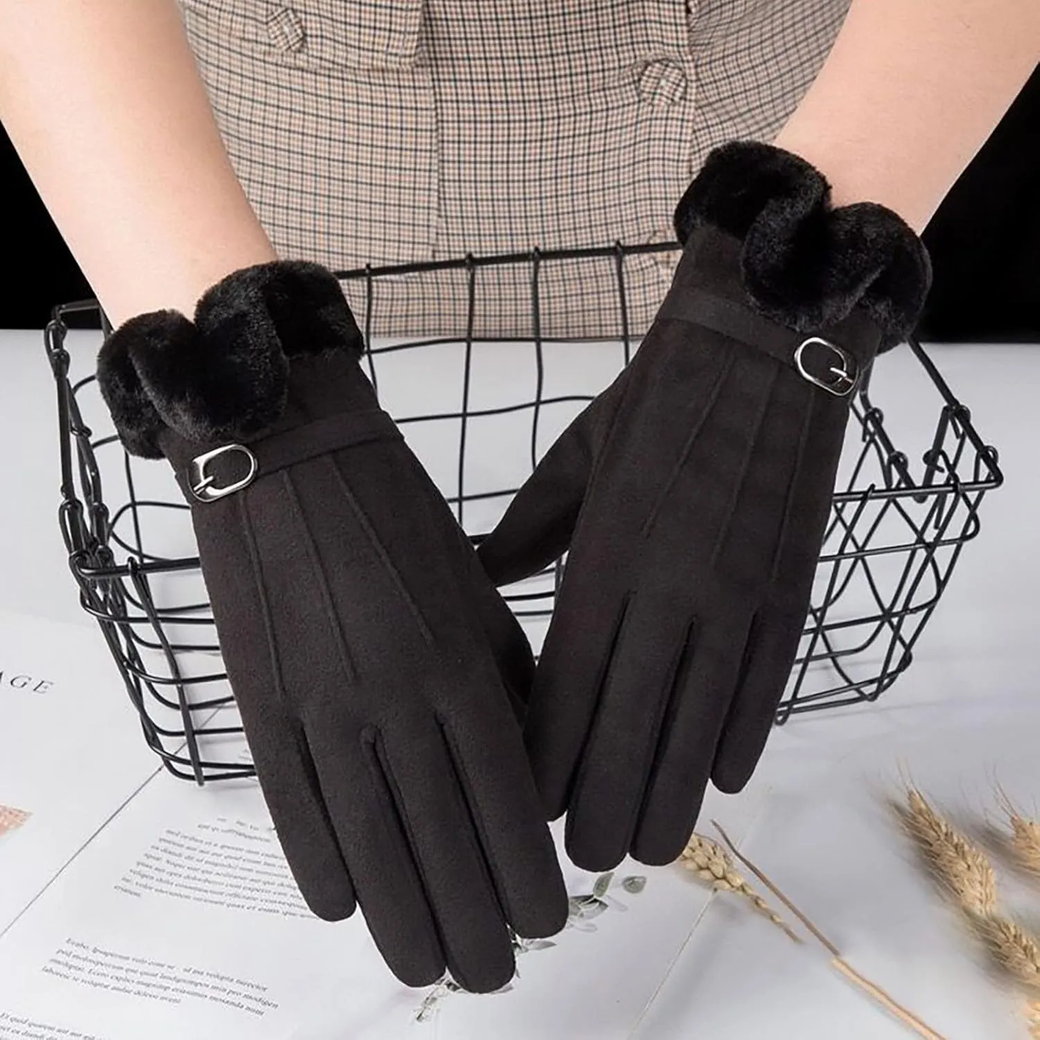 Winter Gloves for Women, Touchscreen Texting Winter Gloves Women, Fleece Windproof Warm Glove for Cold Weather
