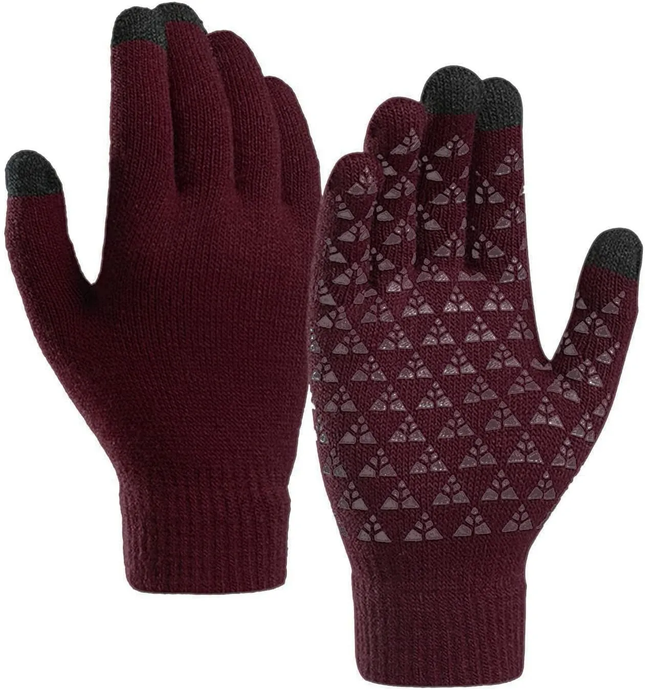 Winter Gloves Men,Thermal Knit Lining Full Fingers Touch Screen Warm Gloves for Hiking Driving Cold Weather Kids