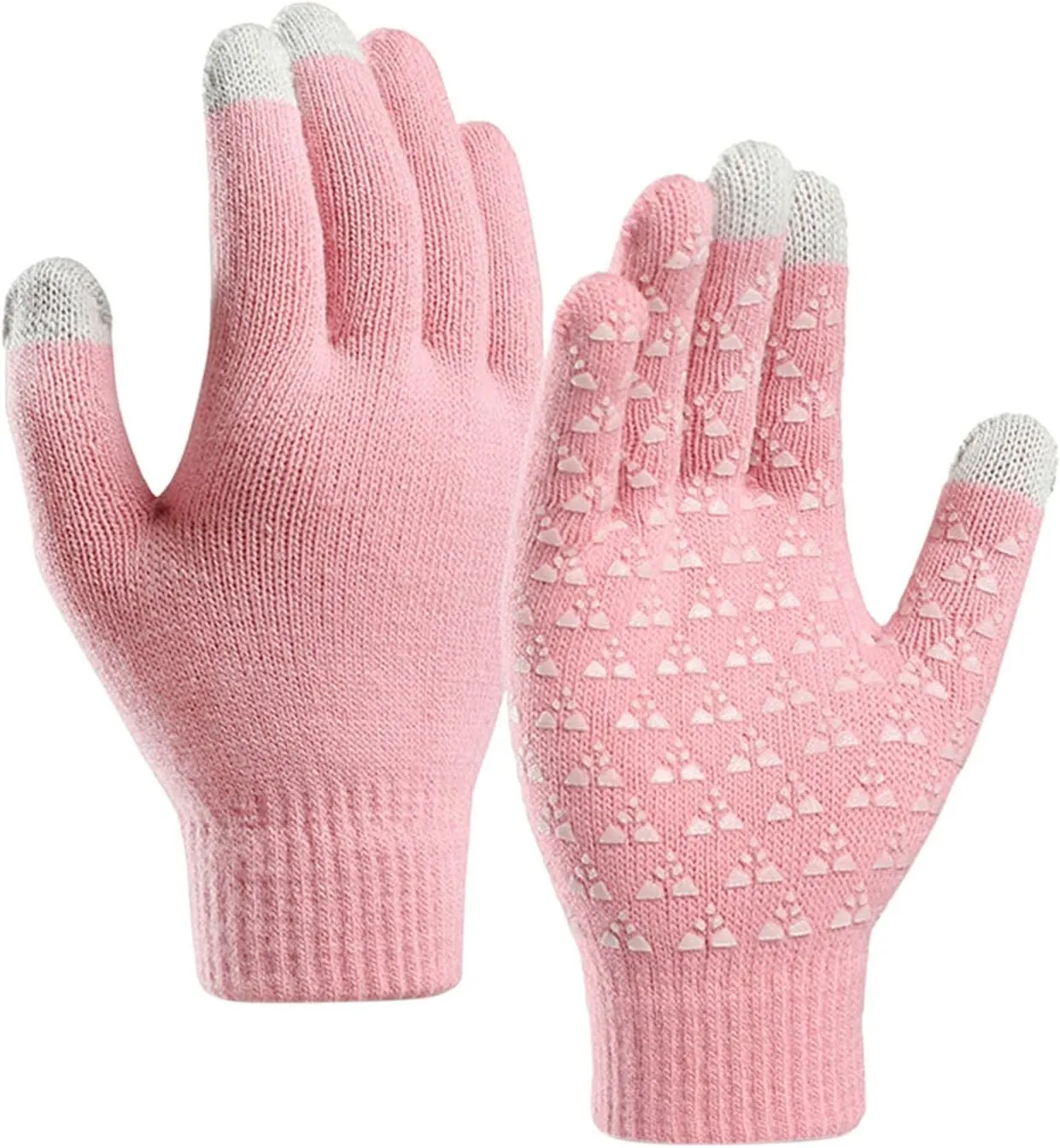 Winter Gloves Women,Full Fingers Touch Screen Thermal Knit Lining Warm Gloves for Cold Weather Kids Driving Hiking