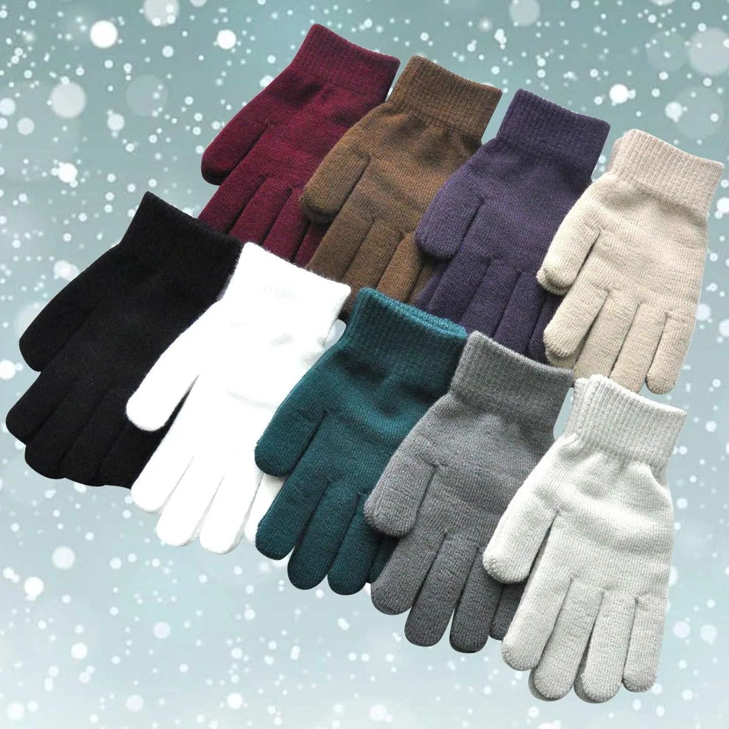 Winter Knitted Gloves Stretchy Warm Knit Gloves for Men Women Mens Gloves for Cold Weather Thin Wool Gloves