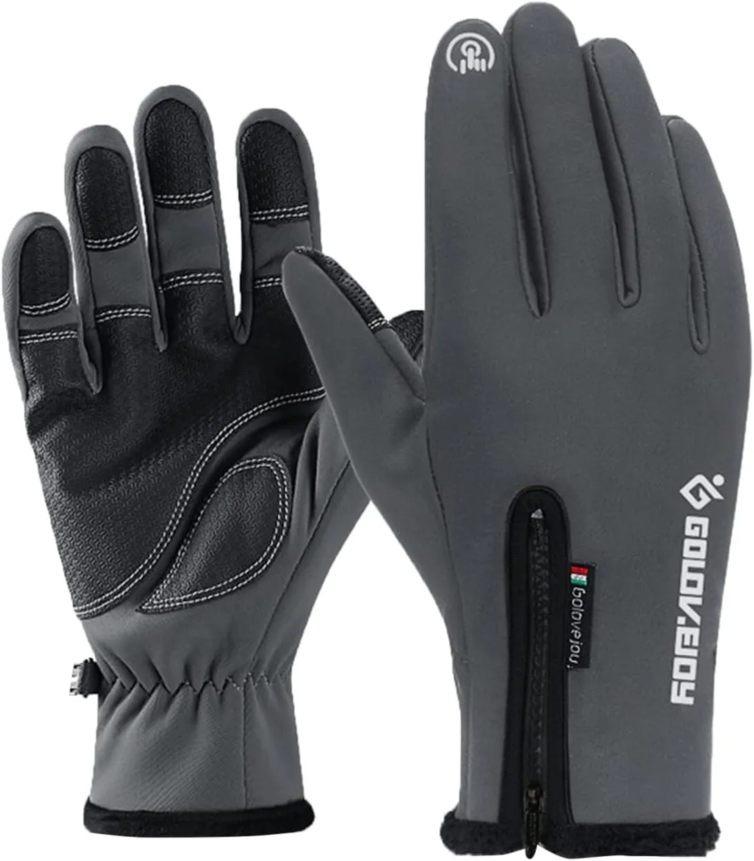 Winter Outdoor Windproof Gloves Touchscreen Cold Weather Warm Driving Glove Anti Slip for Hunting Skiing Riding(Silver, XXL)