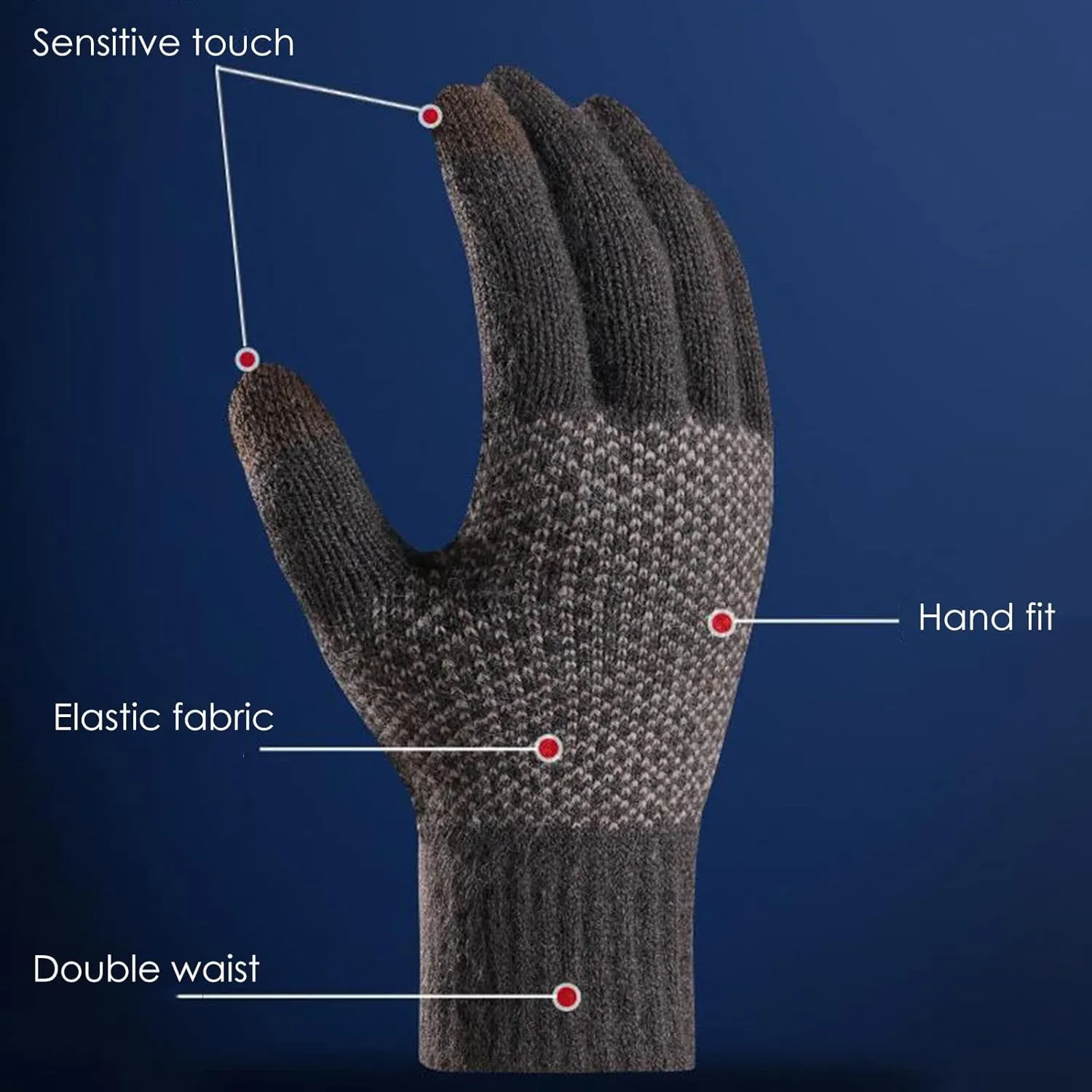 Winter Ski Gloves For Cold Weather Thermal Knit Cuff Cable Women Warm Elastic Touchscreen Gloves For Driving
