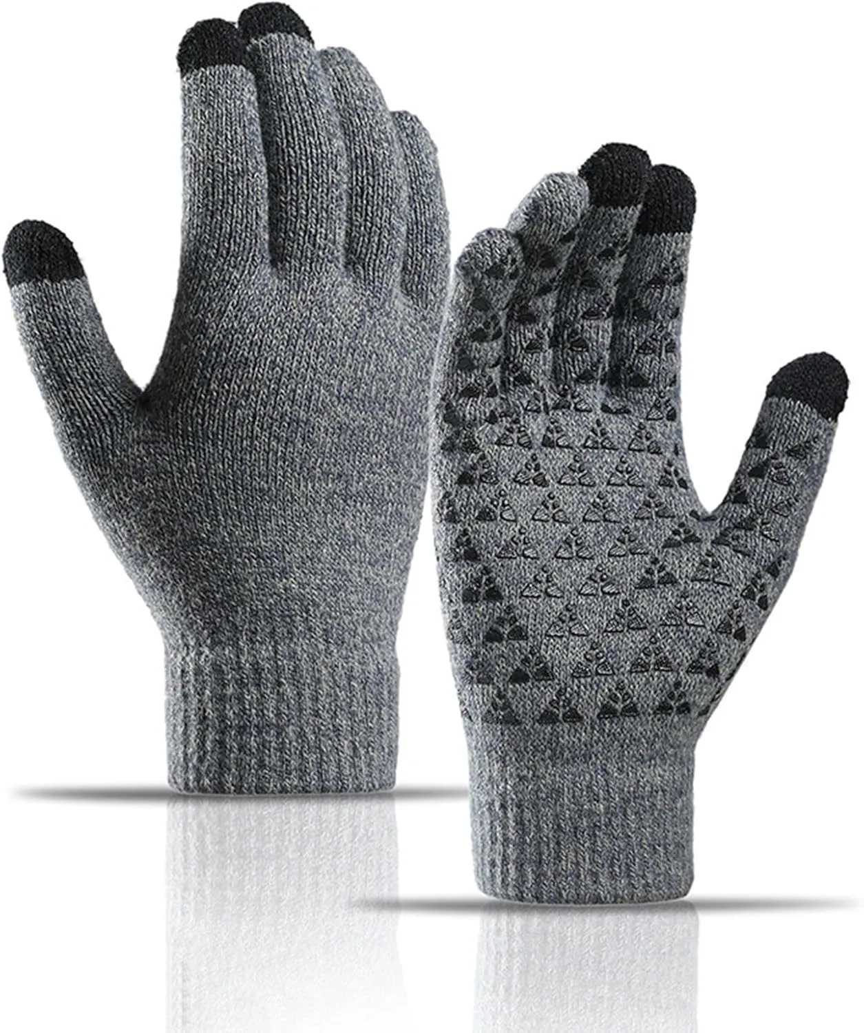 Winter Touchscreen Gloves with Elastic Cuff Thermal Knit Soft Gloves for Men Women Non-Slip Gloves Women Driving Gloves