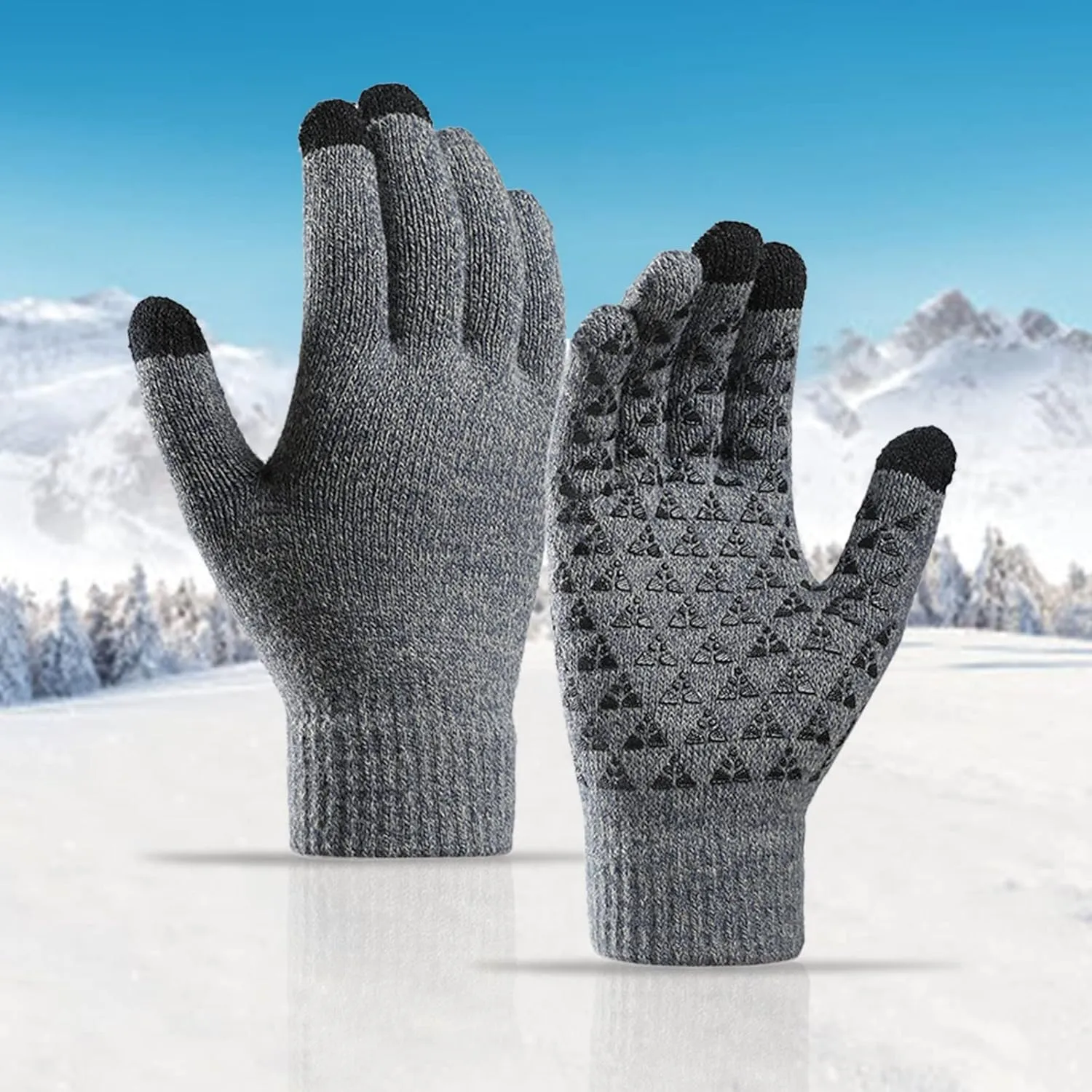 Winter Touchscreen Gloves with Elastic Cuff Thermal Knit Soft Gloves for Men Women Non-Slip Gloves Women Driving Gloves