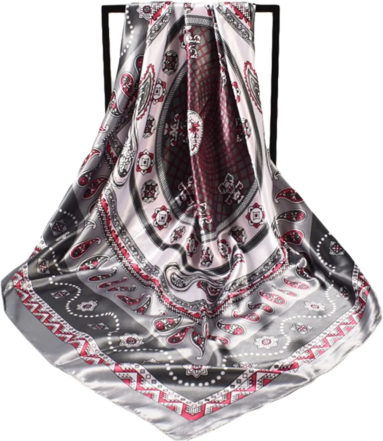 Women Casual Scarf Silk Flower Printed Silk Scarf Printing Square Scarf Turban Workout Clothes Men
