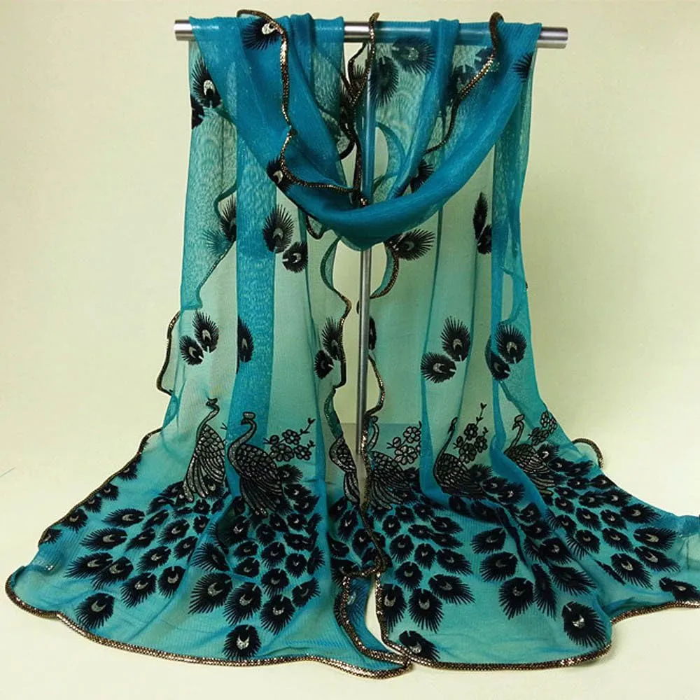 Women Lightweight Print Floral Pattern Scarf Fashion Scarves Sunscreen Wraps Summer Season Beach Towel Shawls