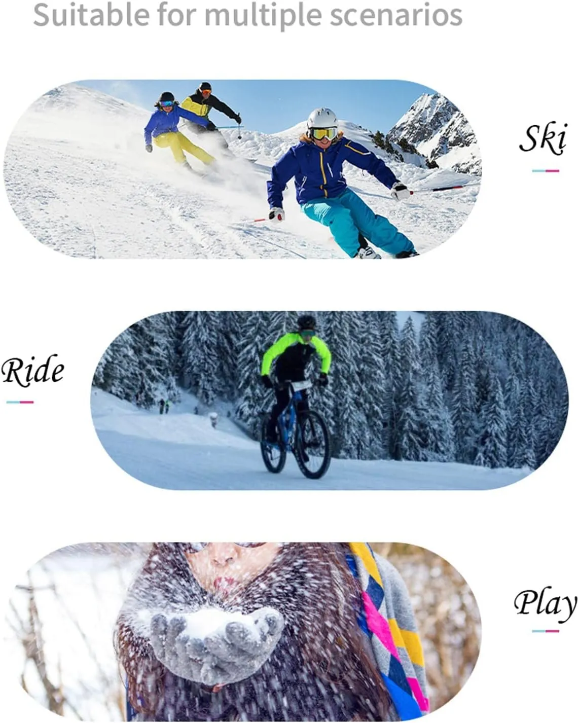 Women Ski Mittens Winter Warm Gloves Plush Thickened Windproof Waterproof Outdoor Mittens for Women Cold Weather Insulated