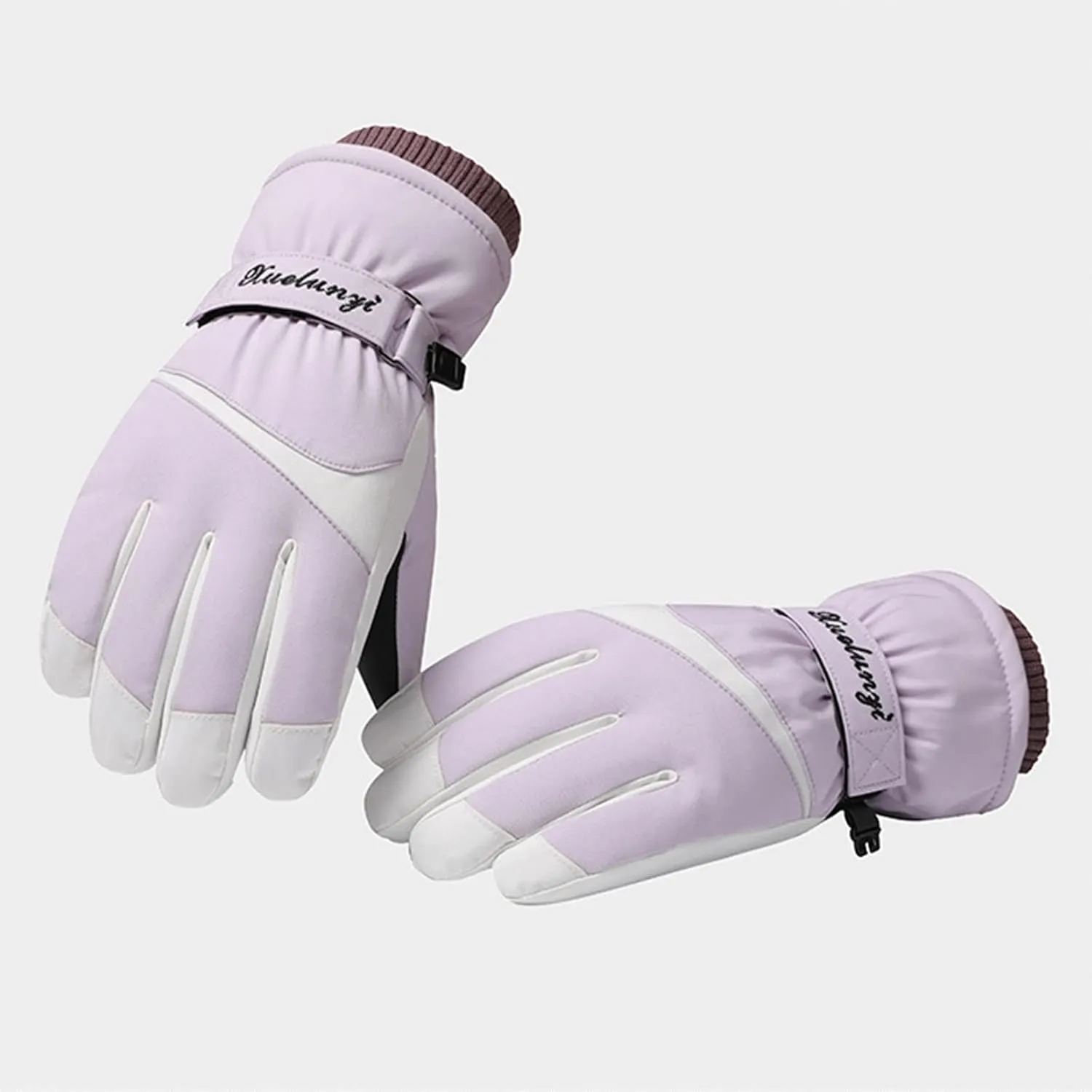Women Ski Mittens Winter Warm Gloves Plush Thickened Windproof Waterproof Outdoor Mittens for Women Cold Weather Insulated