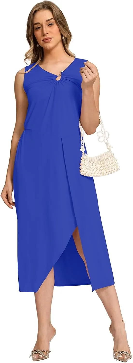 Women Sleeveless Midi Dress Summer | Formal Cocktail Waist Tank Dresses for Women