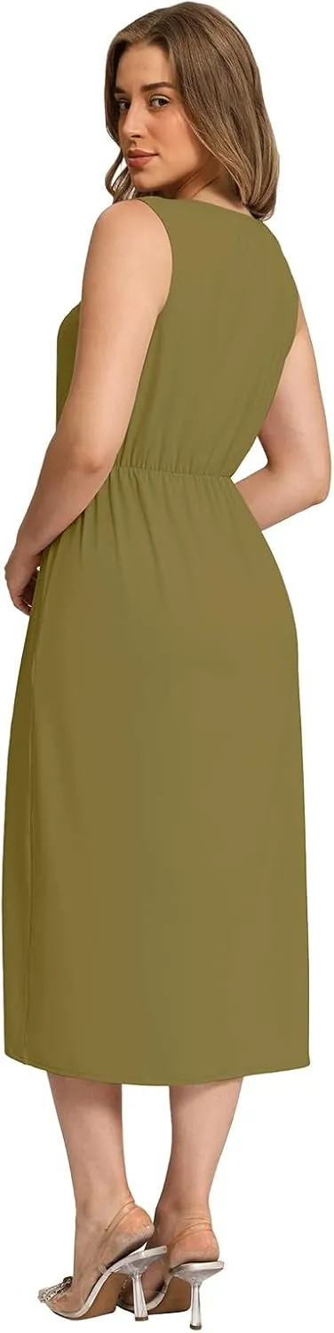 Women Sleeveless Midi Dress Summer | Formal Cocktail Waist Tank Dresses for Women