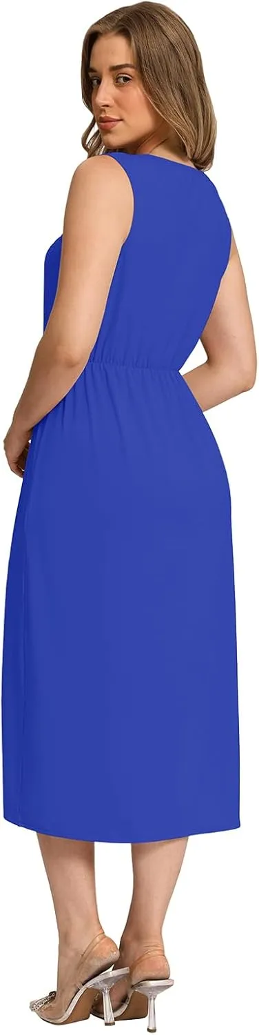 Women Sleeveless Midi Dress Summer | Formal Cocktail Waist Tank Dresses for Women