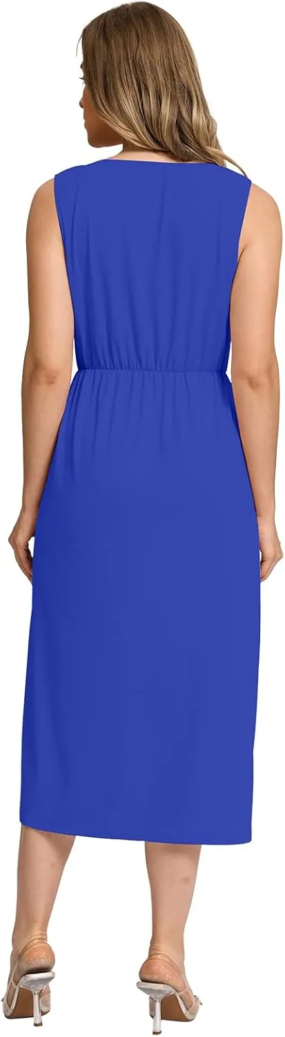 Women Sleeveless Midi Dress Summer | Formal Cocktail Waist Tank Dresses for Women