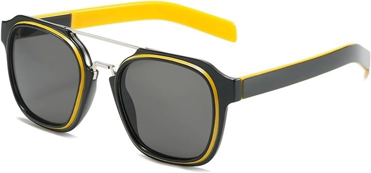 Women Square Metal Large Frame Men Outdoor Driving UV400 Vacation Party Sunglasses