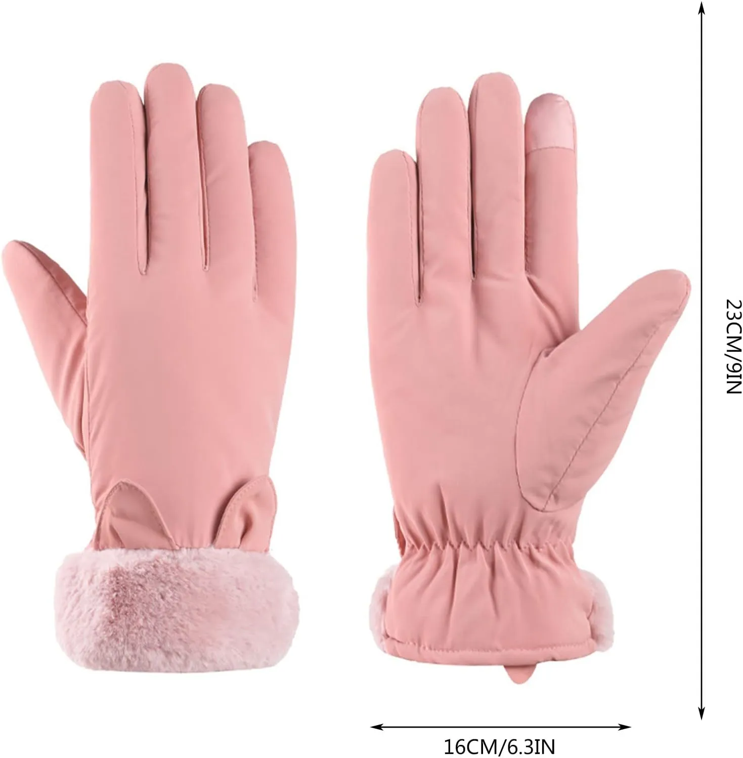 Women Warm Gloves Touchscreen Windproof Gloves for Winter, Winter Premium Thermo Thermal Gloves Suede Gloves (Black, One Size)