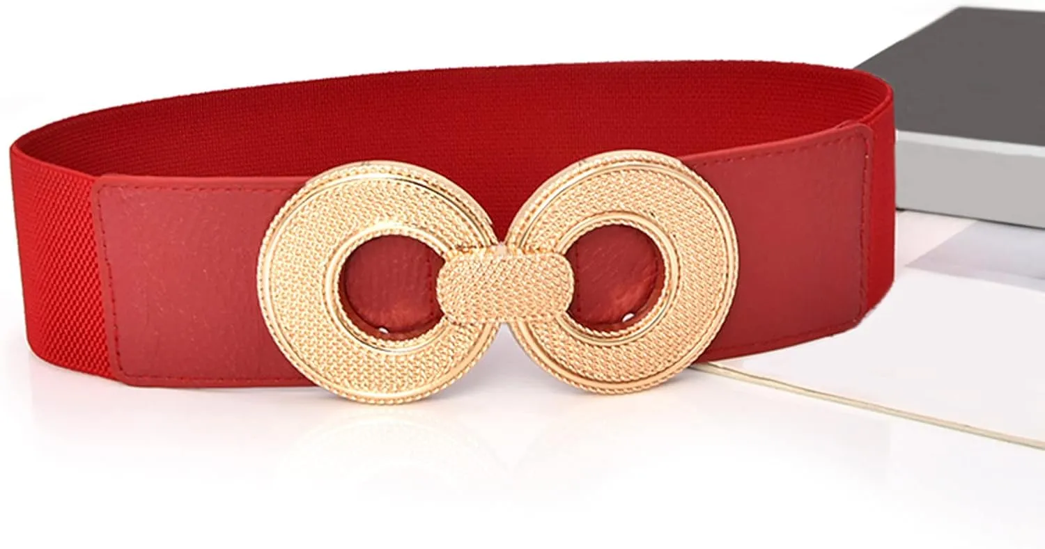 Women Wide Elastic Belt Stretch Retro Cinch Belt Waistband for Jeans Dresses
