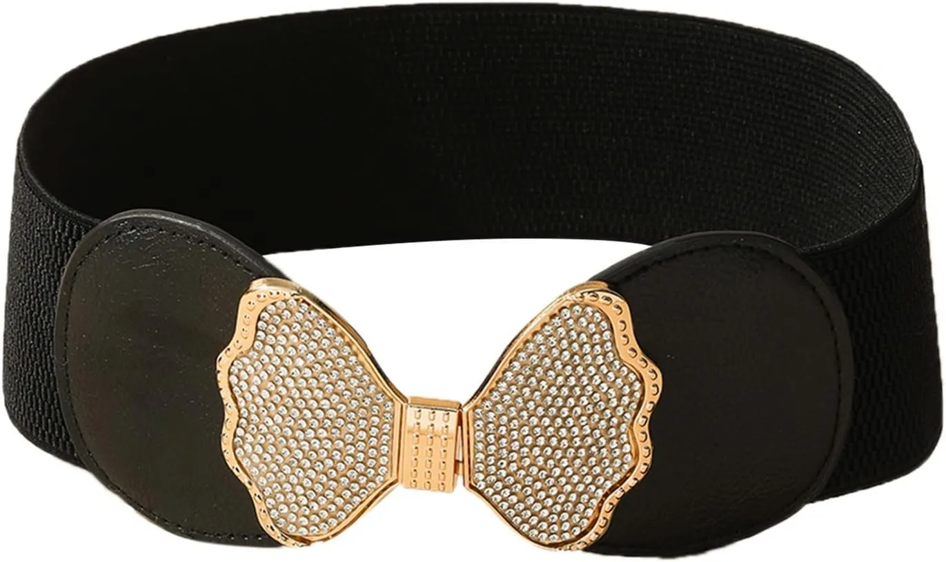 Women Wide Elastic Belt Stretch Retro Cinch Belt Waistband for Jeans Dresses