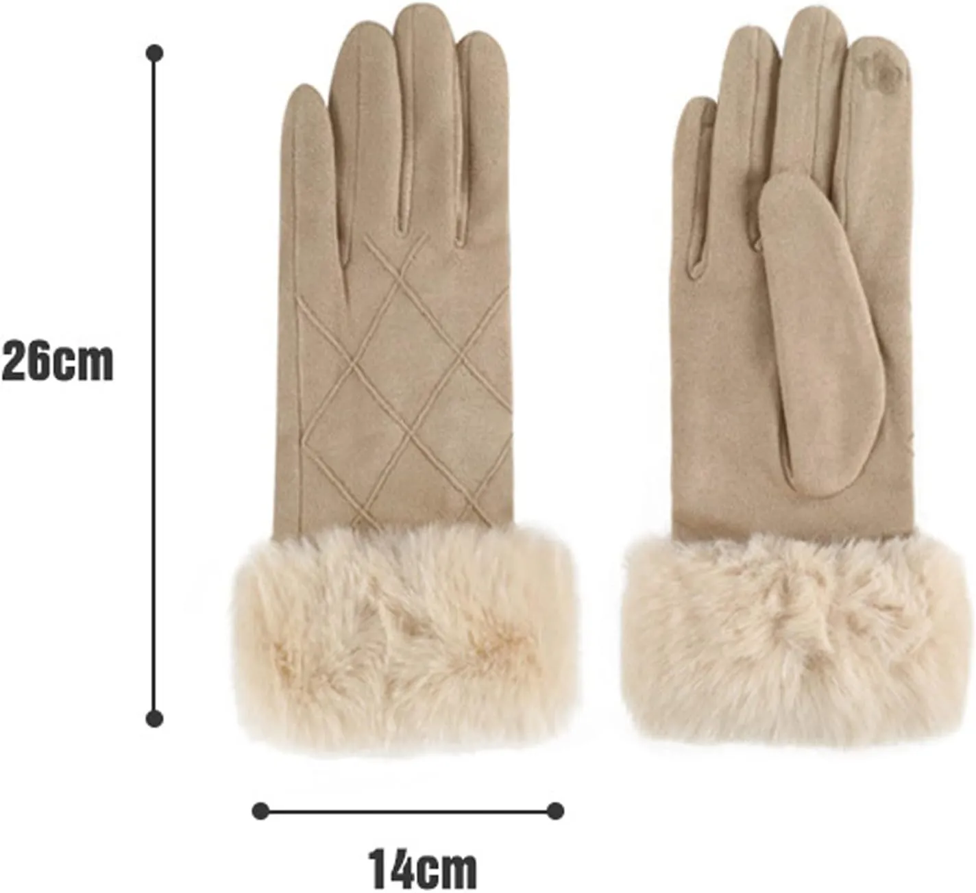 Women Winter Gloves Thermal Touchscreen Gloves Windproof Outdoor Suede Gloves Elastic Windproof Mittens for Driving (A, One Size)