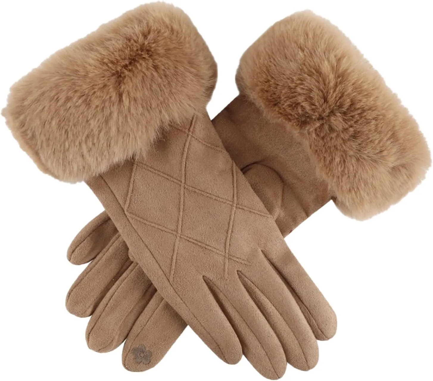 Women Winter Gloves Thermal Touchscreen Gloves Windproof Outdoor Suede Gloves Elastic Windproof Mittens for Driving (A, One Size)