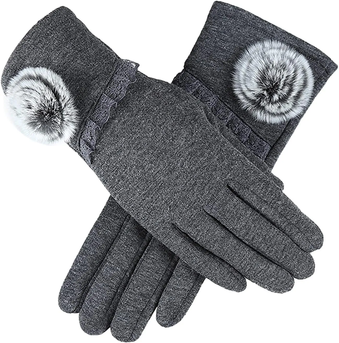 Women Winter Gloves With Touchscreen Fingers Warm Suede Gloves Texting Thermal Windproof Mittens for Driving Running(GY2, One Size)