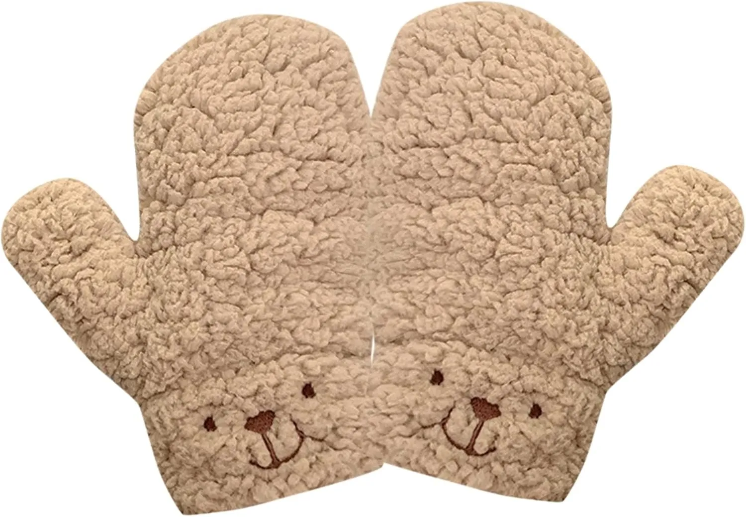 Women Winter Touchscreen Gloves Cold Weather Gloves 3D Bear Double Layer Winter Gloves for Cold Weather Women Mittens (Khaki, One Size)